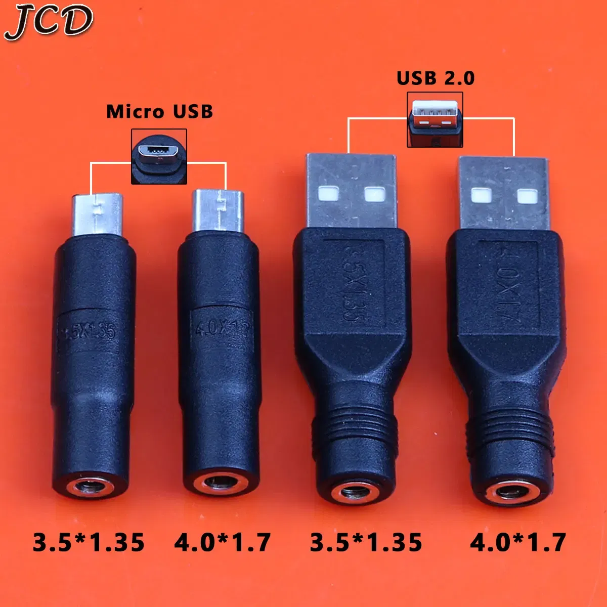 Color: Dark Grey - JCD 1pcs 3.5x1.35 4.0x1.7mm DC Power Female to Micro USB 2.0 Male Plug Connector Adapter for Smartphone Tablet Charger Converter