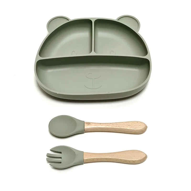 Color: Pink - Gel dinner plate children eating tableware adsorption on the desktop fruit plate silicone supplement plate