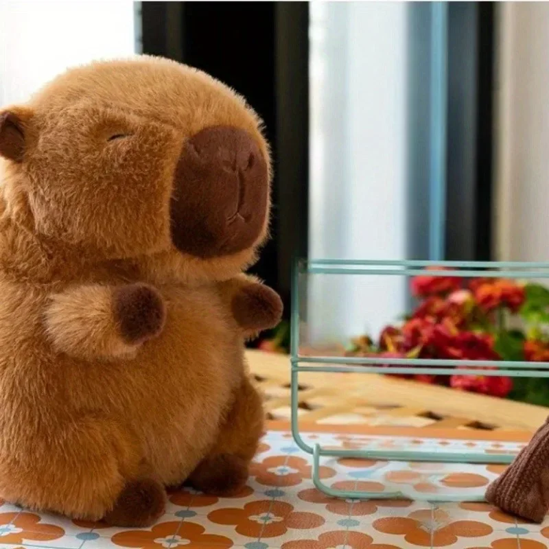 Color: CRIMSON - 23cm Capybara Plush Simulation Capibara Anime Fluffty Toy Cute Doll Stuffed Animals Soft Doll Plush Christmas Thanksgiving Gift
