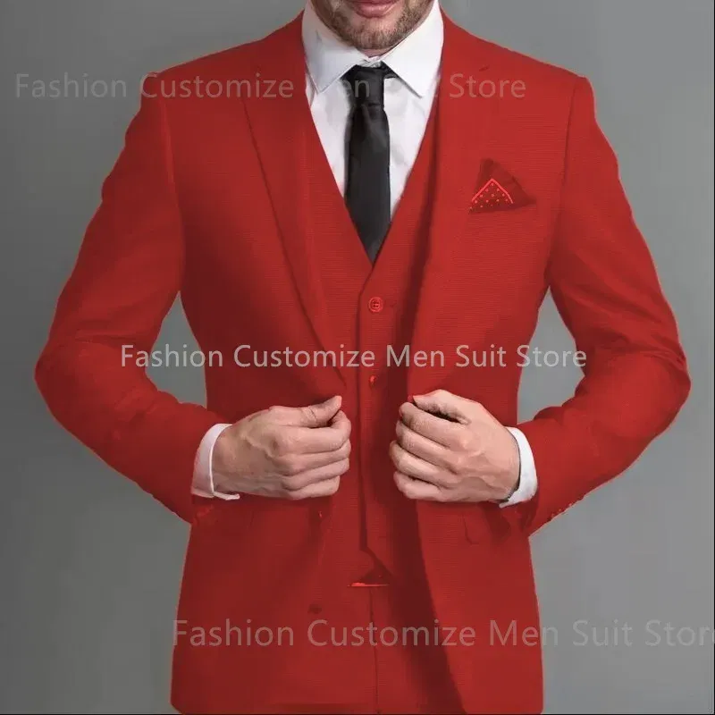 Navy Blue Male Suits Slim fit Notched Lapel Wedding Tuxedos 3 Piece Sets Tailor Made Business Mens Costume (Blazer+Pants+Vest)