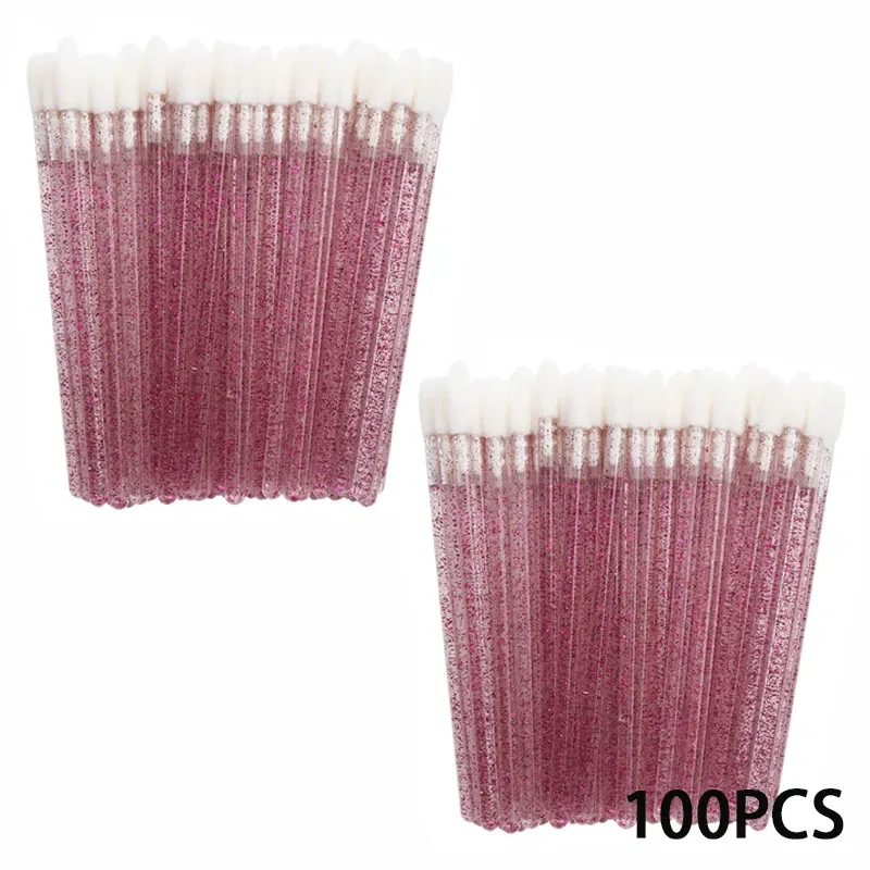 Handle Color: Red - 100/300PCS Disposable Lip Brush Makeup Brushes Lipstick Applicator Wands Wholesale Eyelashes Extension Tool Beauty Accessories