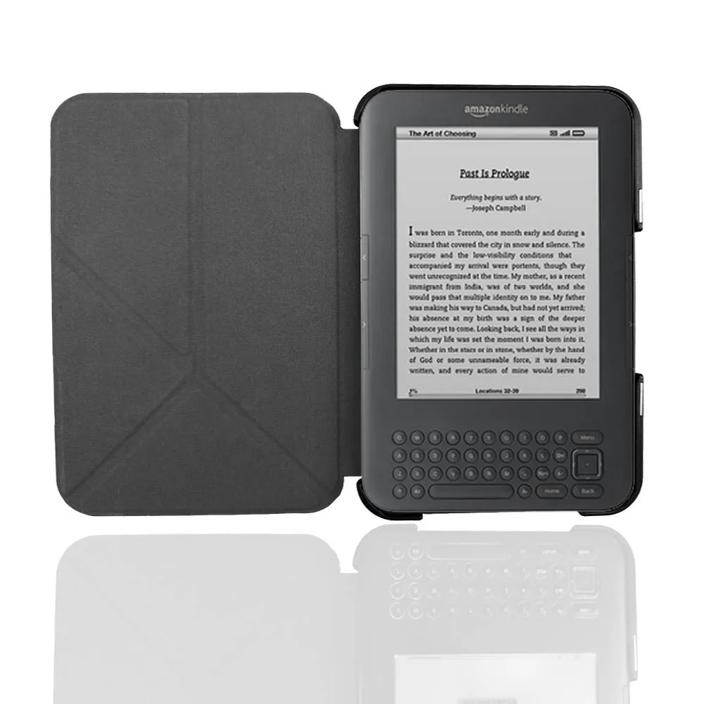 Color: black - Lightweight Stand Case For Kindle Keyboard 3rd Gen Leather Cover Reader Kindle3 Kindle D00901 Flip Folio Magnetic Closure
