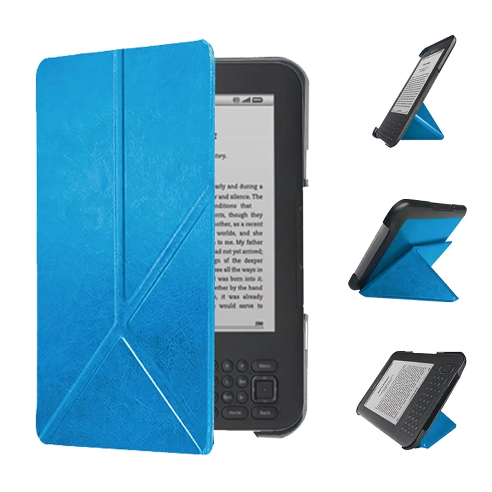 Color: black - Lightweight Stand Case For Kindle Keyboard 3rd Gen Leather Cover Reader Kindle3 Kindle D00901 Flip Folio Magnetic Closure