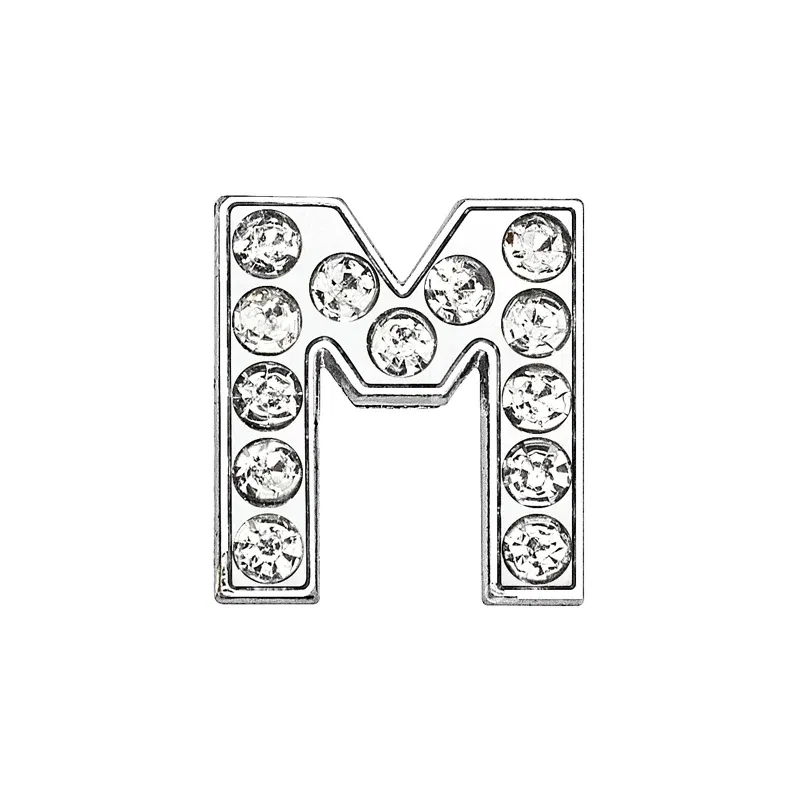 Color: Brown - Rhinestone Slide Letter Charms For Jewelry Making Women Bracelet 8mm Alphabet A-Z Pet Collar Necklace DIY Accessories Gift