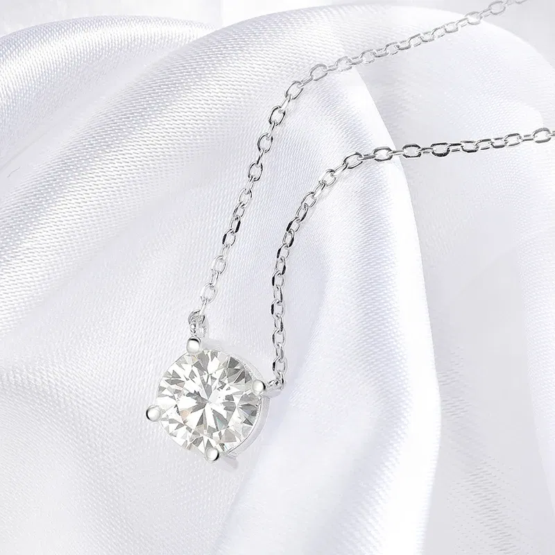Gem Color: Black, Metal Color: Pure Gold Color - Smyoue White Gold Plated 1-10CT Moissanite Necklace for Women Classic Four Claws Pendant Wedding Jewelry 925 Sterling Silver GRA