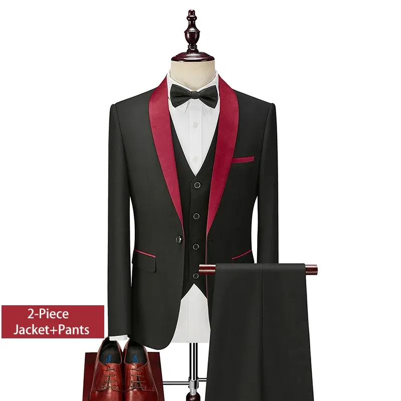 Color: Brown, Size: XL - Shenrun Men Tuxedo Slim Fit Fashion Suit Wedding Shawl Lapel 3 Pieces Skinny Single Breasted Jacket Party Prom Singer Costume