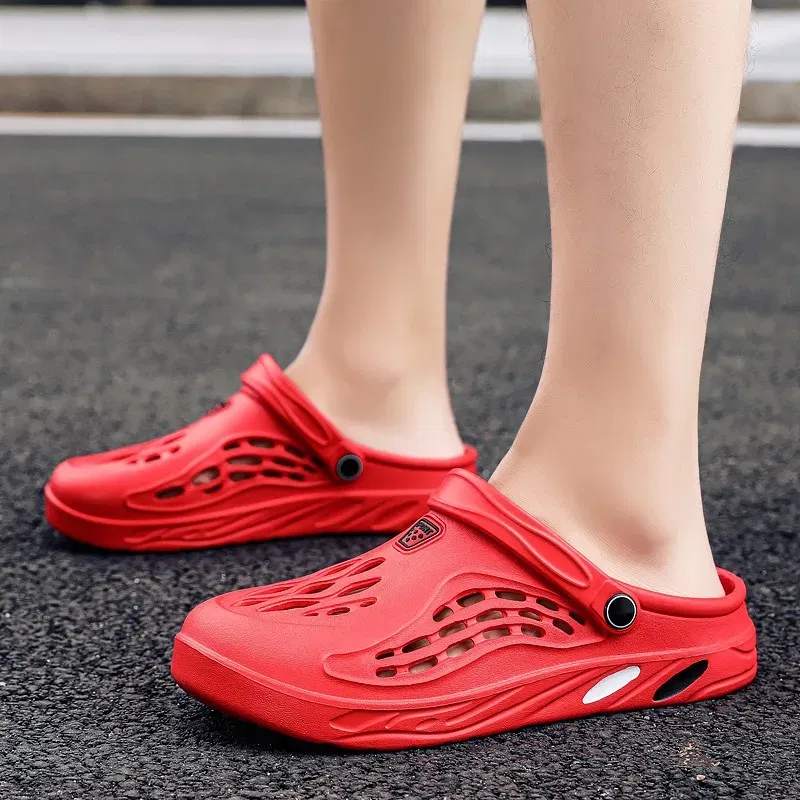 Color: Red, Shoe Size: 39 - Plus Size 47 48 49 Men Summer Clogs Sandals EVA Slippers Men and Women Garden Shoes Beach Sandals Couple's Outdoor House Slides