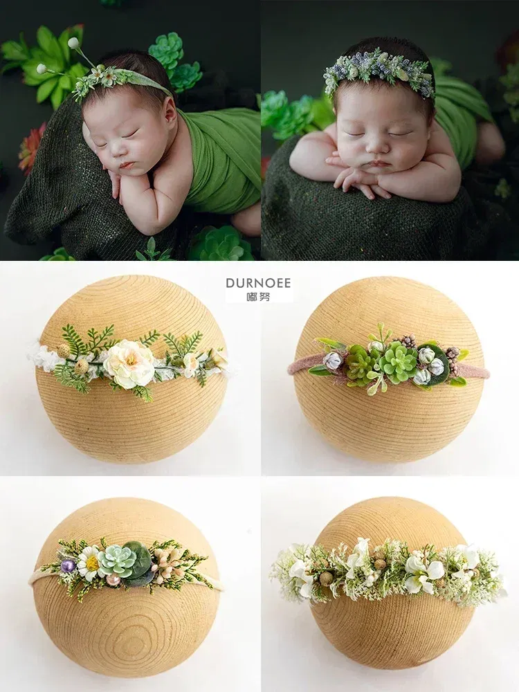 Color: Burgundy - Baby Headband Newborn Photography Flower Headbands Baby Photo Infant Headwear