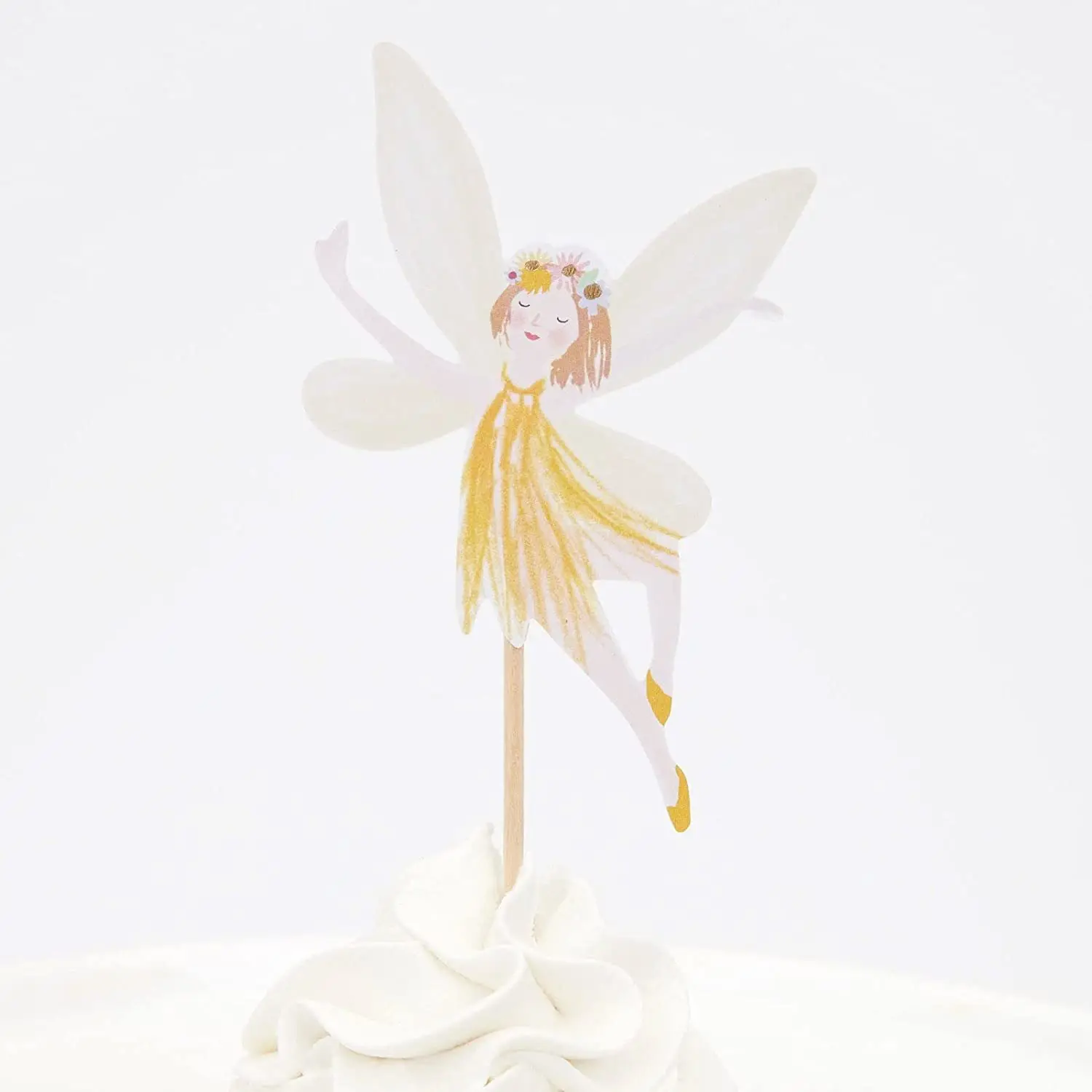 Color: Olive - 12/24pcs Fairy Cake Topper Girl Birthday Party Cupcake Topper Fairy Theme Party Decoration Wing Angel Fairy Cake Topper