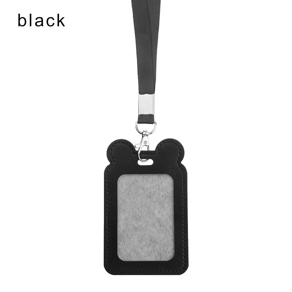 Color: Dark Grey - Unisex Work Card Holders With Lanyard PU Bank Card Name Credit Card Holders Card Bus ID Holders Identity Badge With Neck Strap