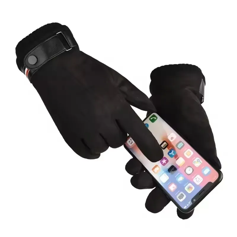 Color: WHITE - Men's Winter rп?µр?‡?°?‚ки Suede Warm Split Military Finger Gloves Outdoor Riding Ski Fishing Male Touch-Screen Mittens