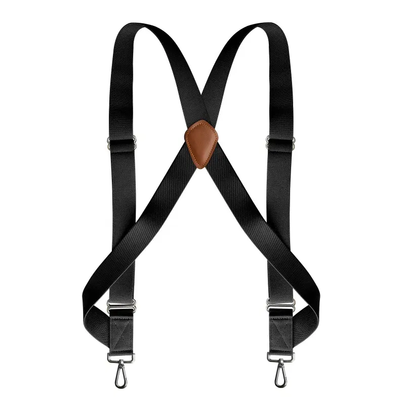 Color: Beige, Ships From: CHINA - Men's Heavy Duty Trucker Suspenders 3.5cm Wide X-Back with 2 Side Clip Swivel Hooks Adjustable Elastic Big Tall Trouser Braces