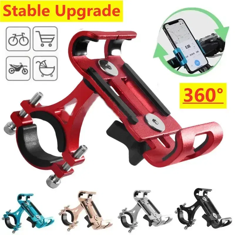 Color: Yellow - 360 Rotate Metal Motorcycle Bicycle Phone Holder Aluminum Alloy Anti-slip Bracket Support GPS Clip Bike Phone Stand for iPhone