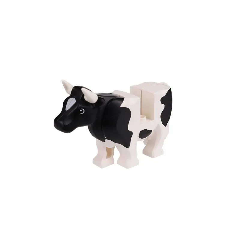 Color: Dark Red - MOC City Animal Building Block Figures Hare Dairy Cow Squirrel Dolphin Pug DIY Farm Street View Accessories Bricks Toys Gifts