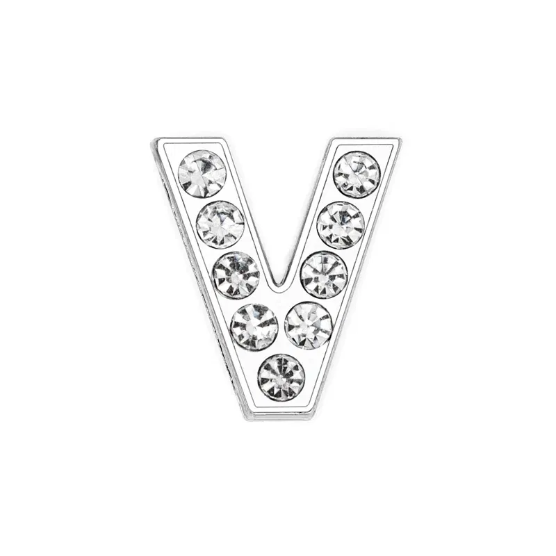 Color: army green - Rhinestone Slide Charms Letters For Jewelry Making Women Bracelet 8mm Alphabet A-Z Pet Collar Necklace DIY Accessories Gift
