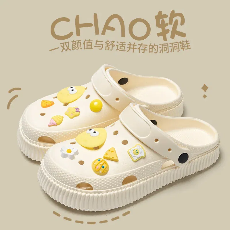 Color: SKY BLUE, Shoe Size: 38-39 - Shoes hole shoes girls wear outside couple bag head women cool slippers