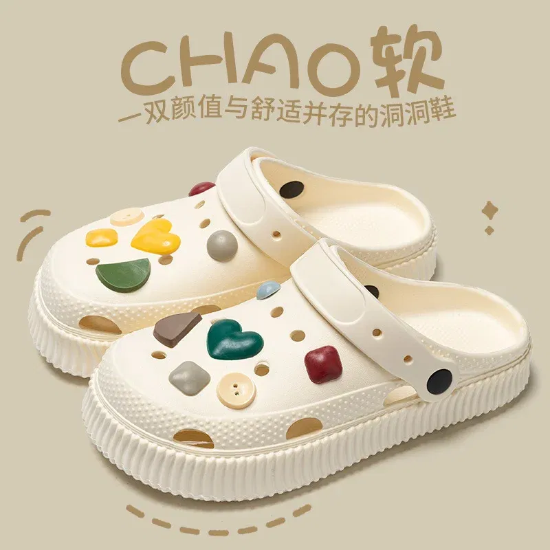 Color: SKY BLUE, Shoe Size: 38-39 - Shoes hole shoes girls wear outside couple bag head women cool slippers