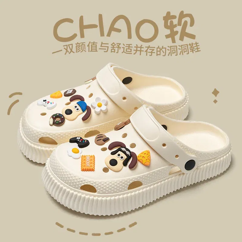 Color: SKY BLUE, Shoe Size: 38-39 - Shoes hole shoes girls wear outside couple bag head women cool slippers