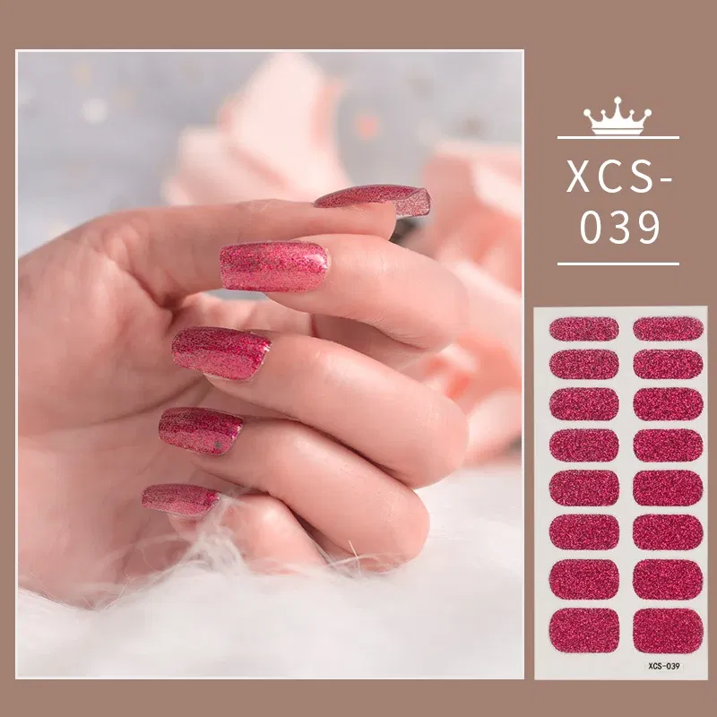 Color: Creamy White - 1pc Nail Art Sticker Laser Shiny Sequins Polish Wraps Double Ended Adhesive Strips Fashion Stickers Manicure Decor