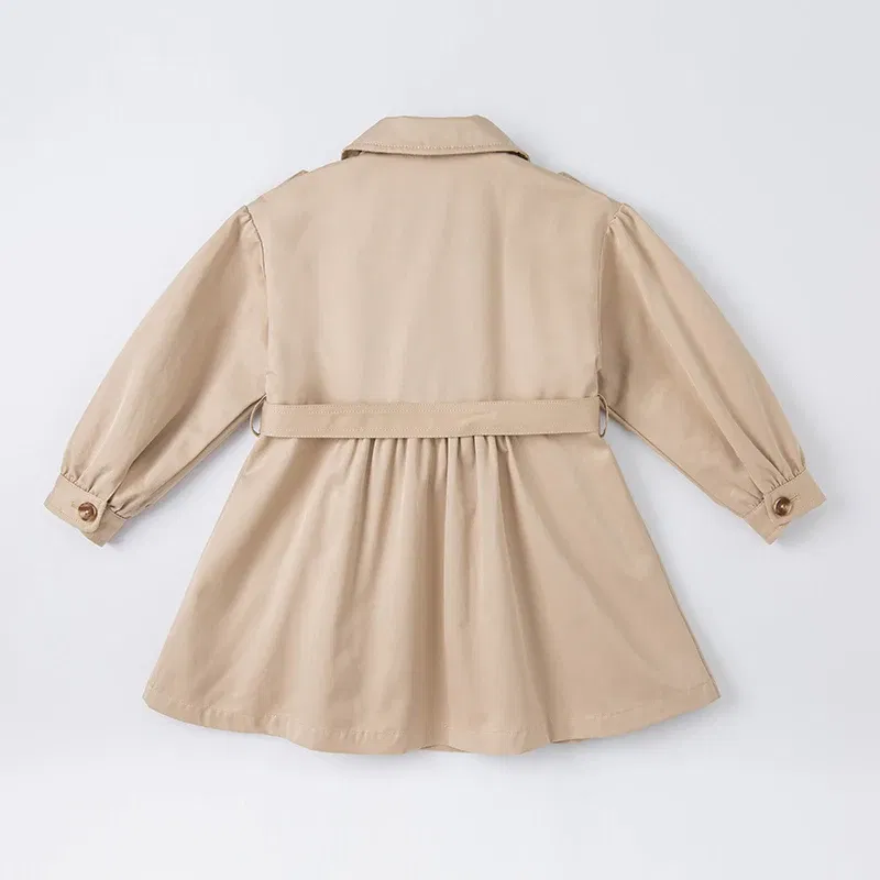 DK1220181 dave bella spring kids girls fashion solid button pockets hooded coat children cute tops high quality outerwear