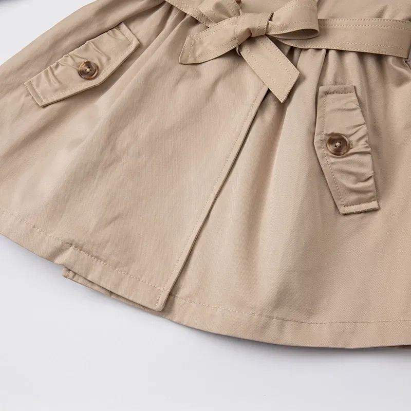 DK1220181 dave bella spring kids girls fashion solid  button pockets hooded coat children cute tops high quality outerwear