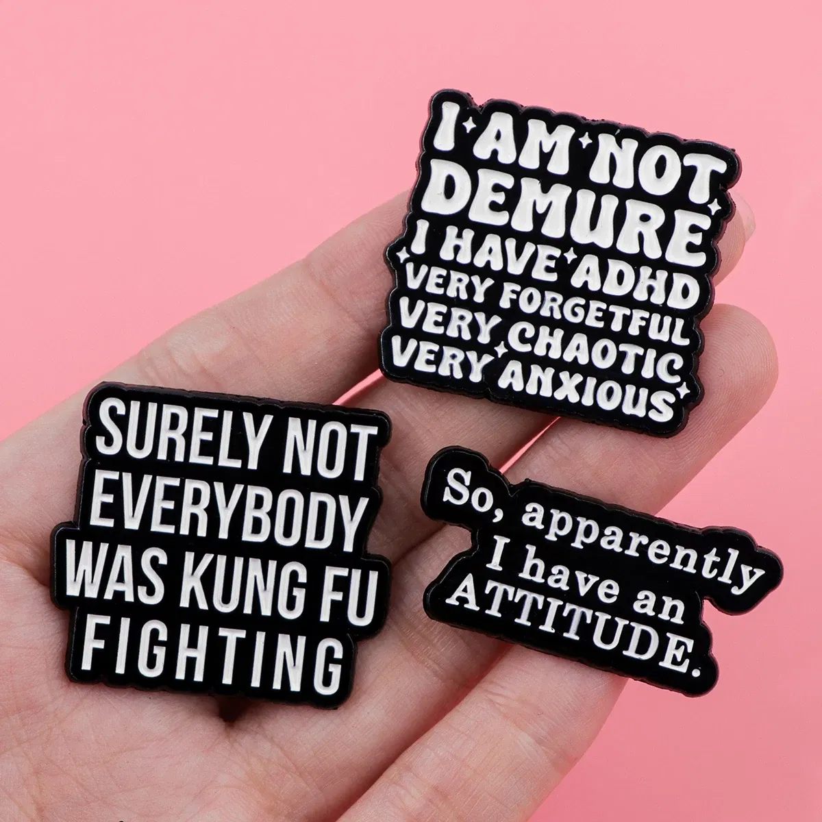Metal color: Antique Bronze Plated - Funny Quotes Enamel Pins Skeleton Women's Brooches Men Lapel Pins Badge on Backpack Costume Accessories Phrase Jewelry Gifts