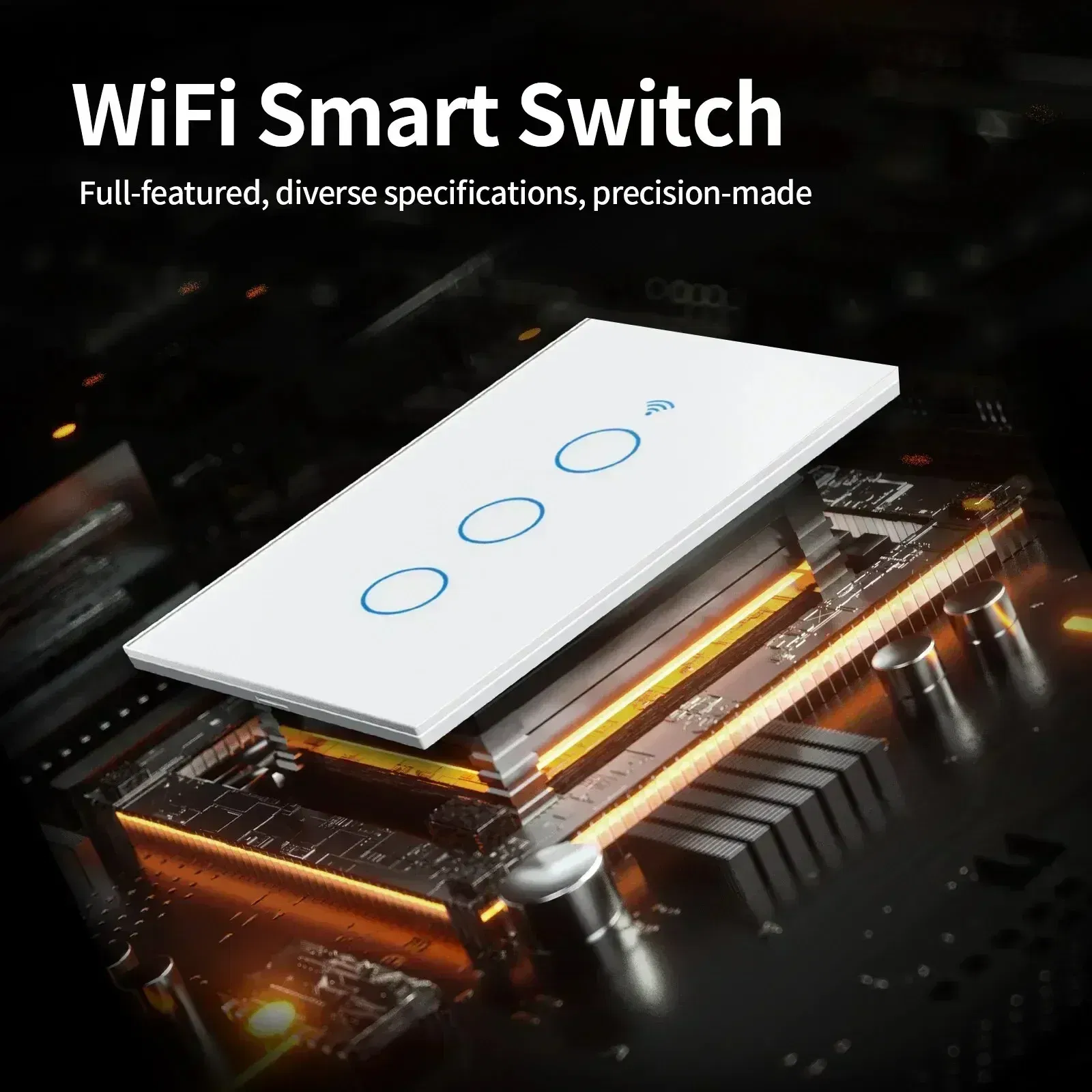 Color: black - Tuya US WiFi+Bluetooth Smart Switches No Neutral Wire Required 1/2/3/4 Gang Light WiFi Touch Switch Work with Alexa Google Home
