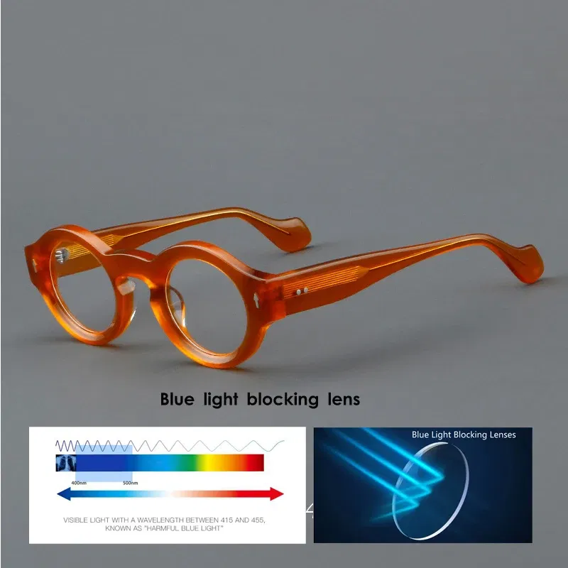 Frame Color: WHITE, Eye Prescription: +225 - VCKA Round Acetate Reading Glasses Frame Retro Men Prescription Anti-blue discolor Women Custom Optics Retro Eyewear +0.50to +10