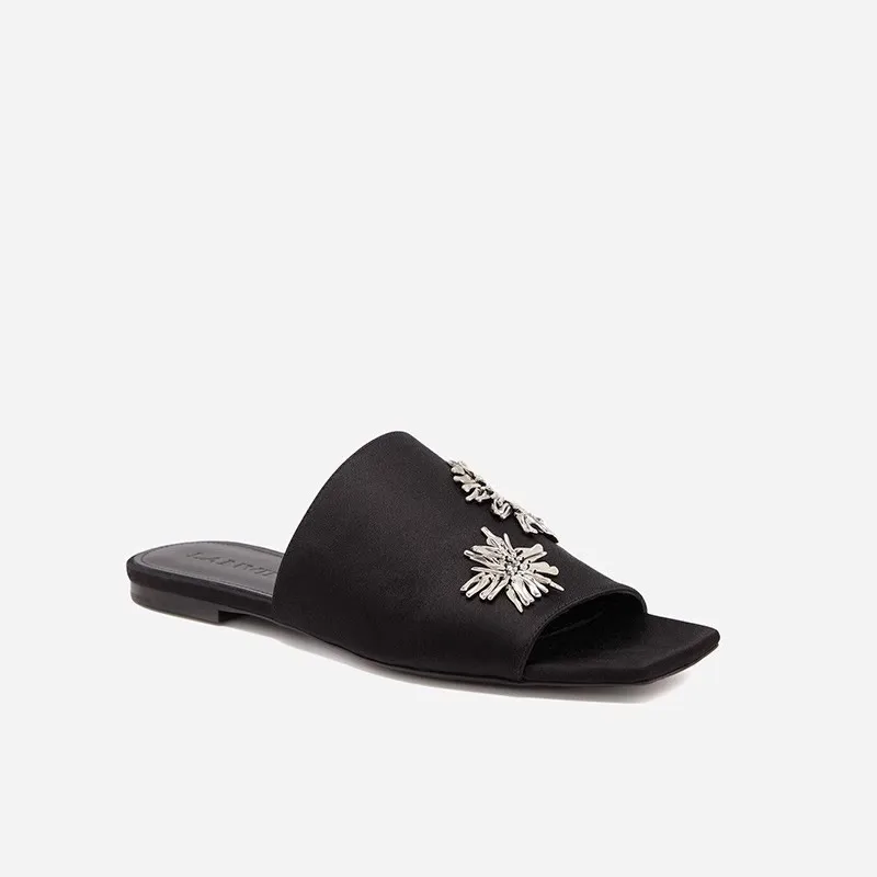 Color: black, Shoe Size: 35 - Women's Summer Shoes Natural Sude Sandals Ladies Genuine Leather Green Black Sandals Fashion Women's Shoes Outer Wear Slippers