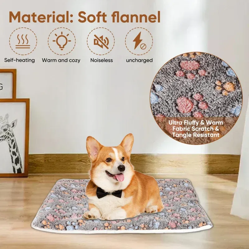 Size: S, Color: Tea Brown - Flannel Thickened Dog Bed Mat Soft Pet Sleeping Mat for Dogs Cats Winter Warm Pet Blanket