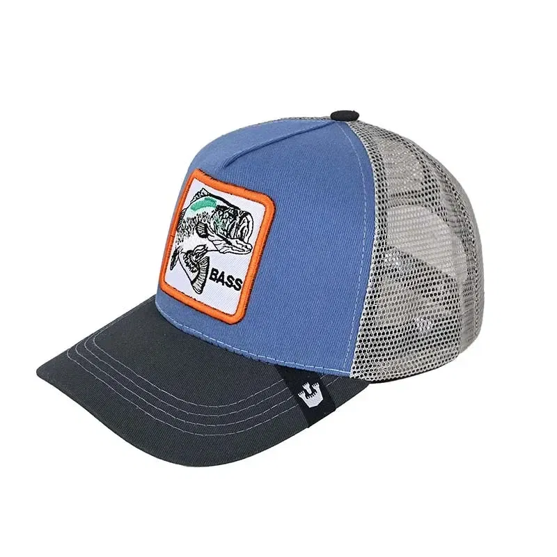 Color: LIGHT GRAY - Baseball Caps Men Women Snapback Hip Hop Cap With Fashion Animals Embroidery Summer Breathable Mesh Trucker Caps Streetwear Bone