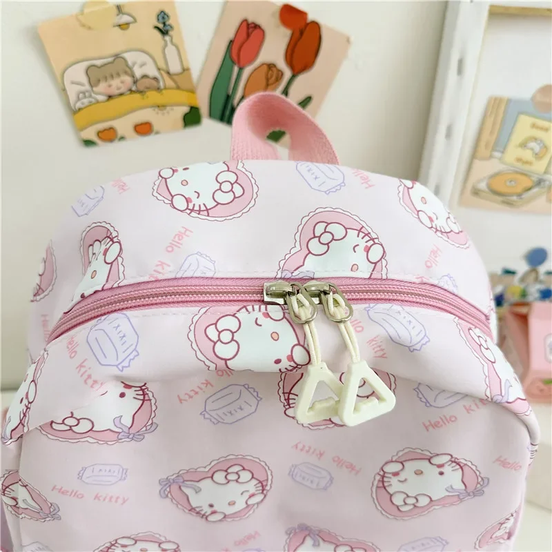 Color: Clear, Size: 12 inches - 2025 Anime Cartoon Kuromi Melody Cinnamoroll Backpack Boys Girls Cartoon Hello Kitty Kawaii Canvas Fashion Children's Schoolbag