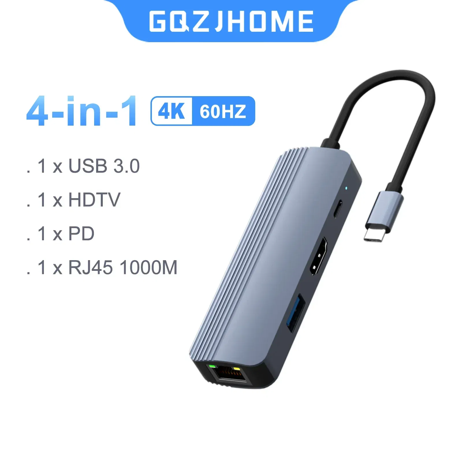 Color: Silver - 8 in 1 USB C Hub with 4K 60Hz HDTV 1Gbps Ethernet 100W Power Delivery SD/TF Card Slots USB 3.0*3 5Gpbs Data Ports for MacBook