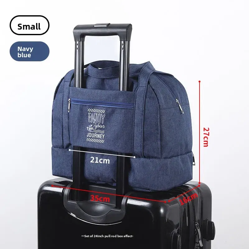 Color: Blue - Double-Layer Waterproof Travel Bag for Gym & Swimming -Portable Handheld Dry/Wet Separation Cosmetic Toiletry Storage Unisex Bag