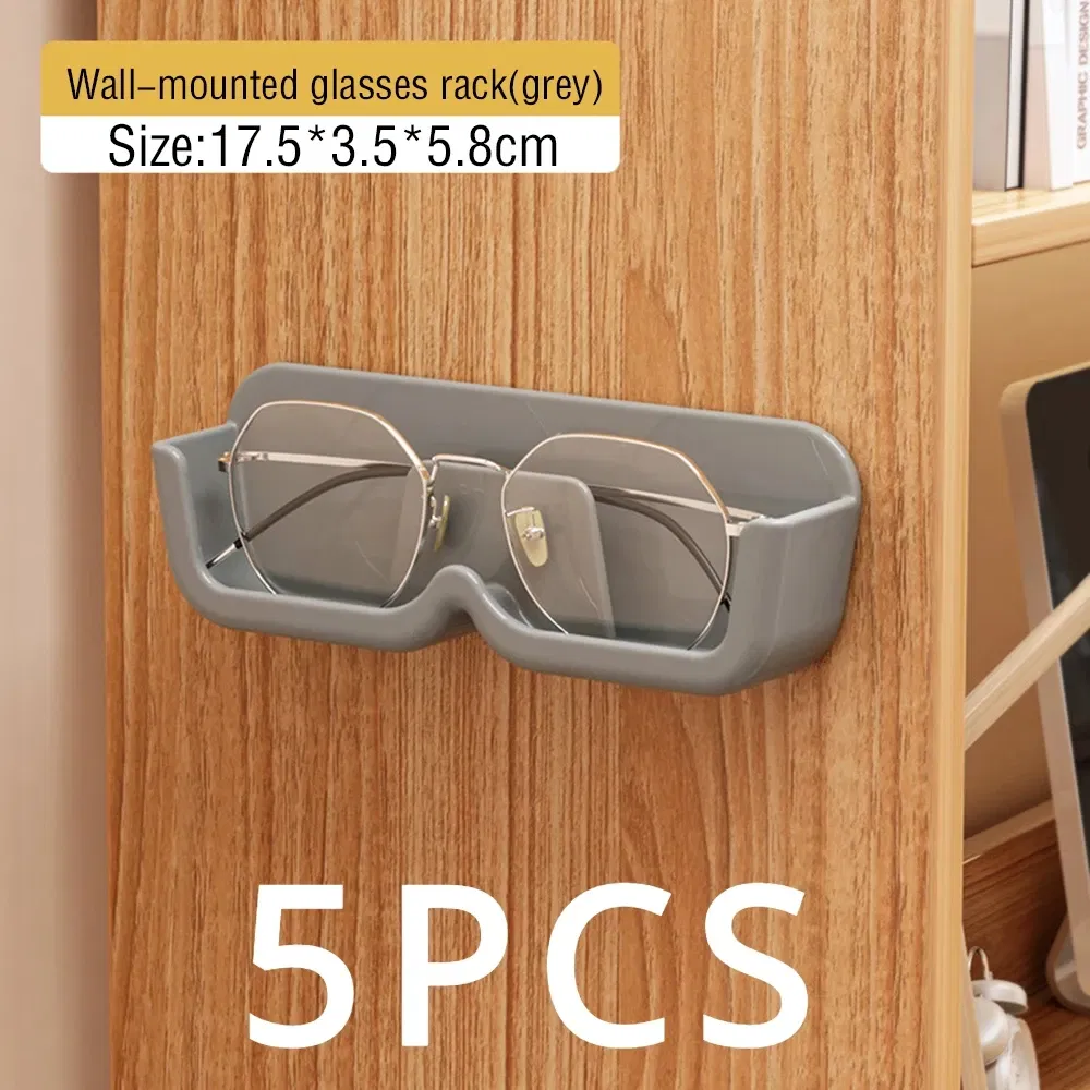 Color: Pink - Glasses Display Cabinet Sunglasses Storage Box Wall Mounted Perforated Free Sunglasses Storage Glasses Rack Home Tidying