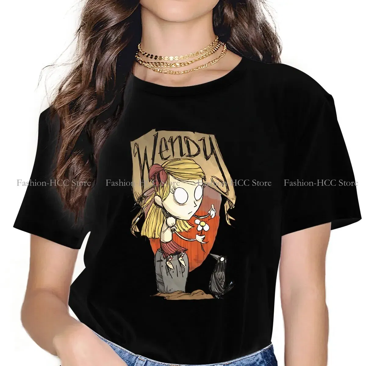 Color: black, Size: XXXL - Wendy And Cat Style Polyester TShirt Dont Starve Top Quality New Design Gift Clothes T Shirt Short Sleeve