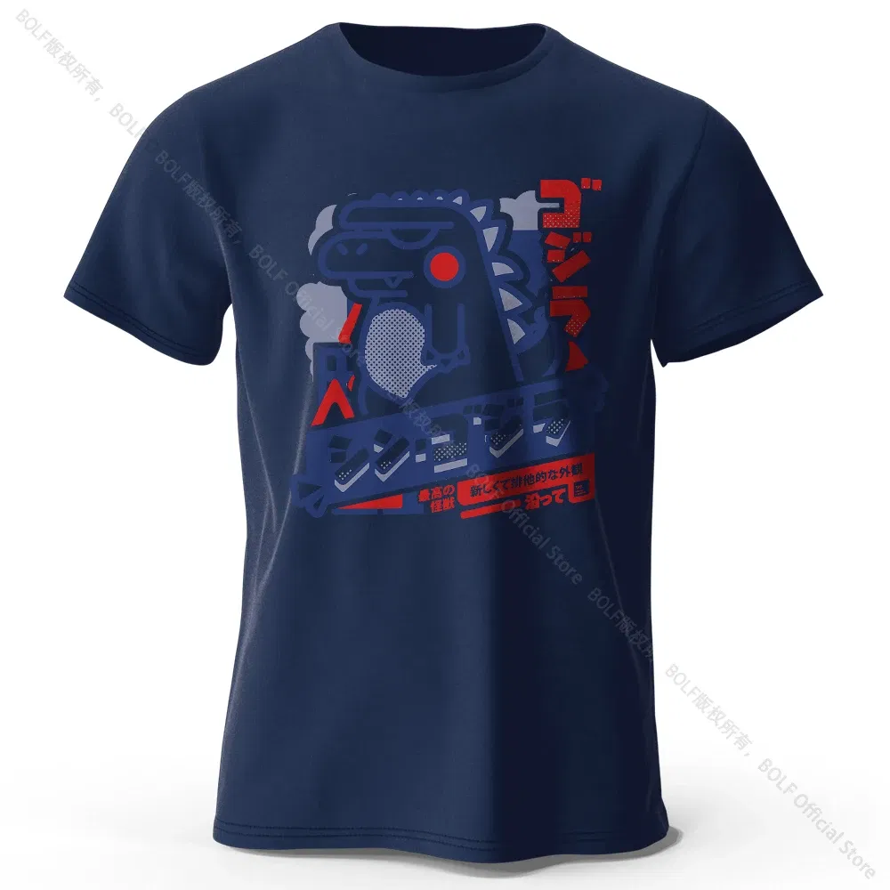 Color: Navy Blue, Size: XXL - Harajuku Kawaii Animal Printed 100% Cotton T-Shirt, Lightweight Round Neck Short Sleeve Tee, Unisex Casual Wear