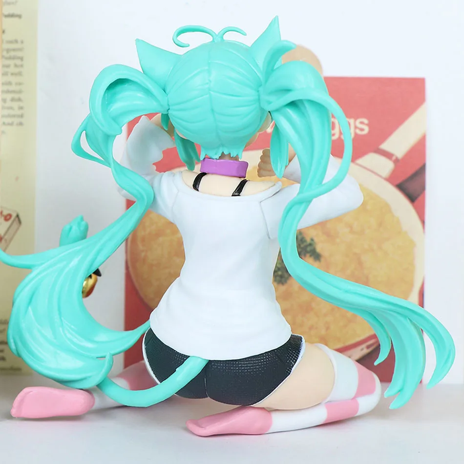 Color: black - 12cm Desktop Cute Hatsune Miku Kwaii Style Anime Figure Toys PVC Model Collector Doll Birthday Gift