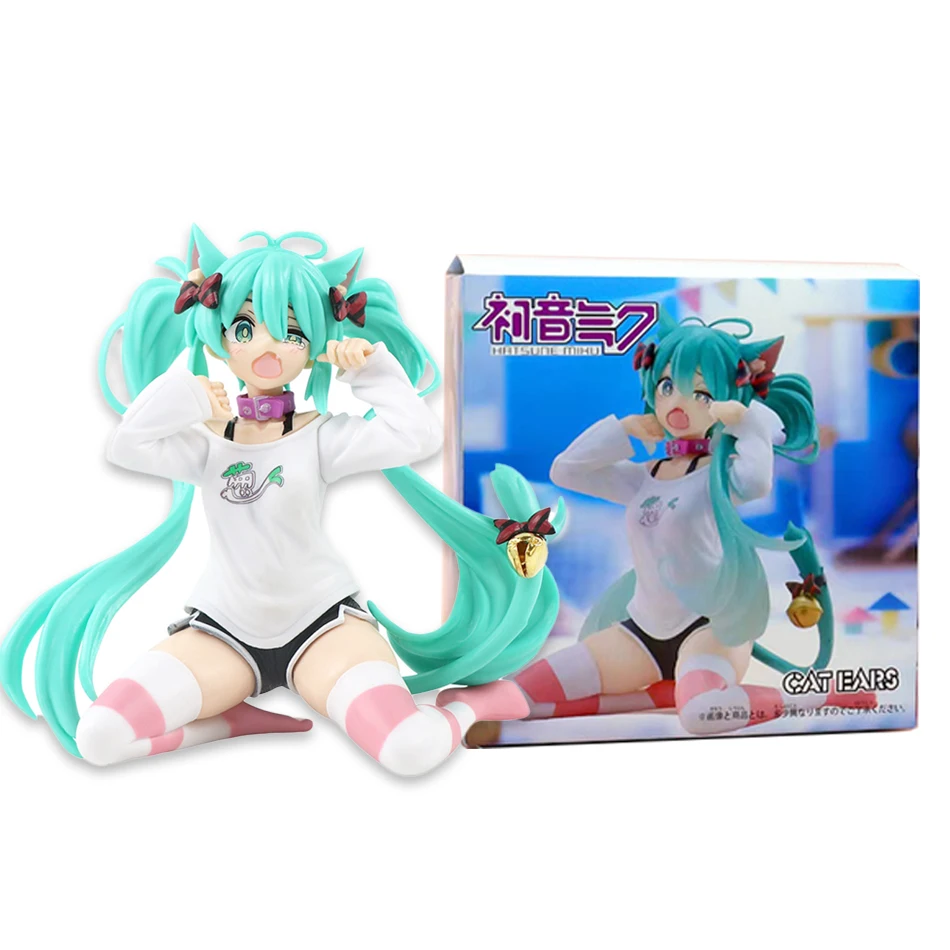 Color: black - 12cm Desktop Cute Hatsune Miku Kwaii Style Anime Figure Toys PVC Model Collector Doll Birthday Gift