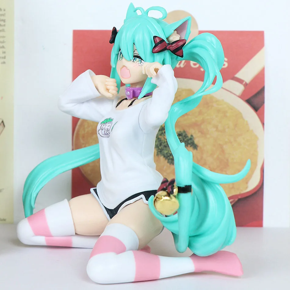 Color: black - 12cm Desktop Cute Hatsune Miku Kwaii Style Anime Figure Toys PVC Model Collector Doll Birthday Gift