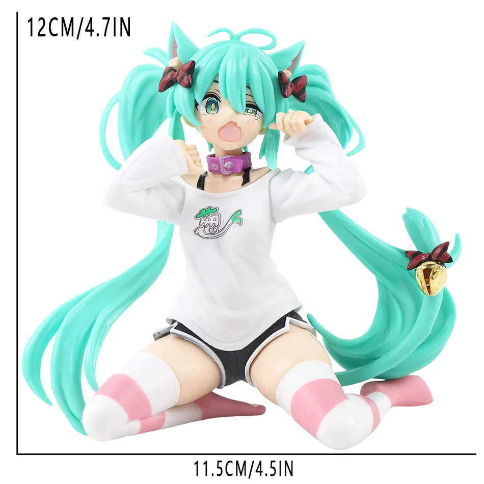 Color: black - 12cm Desktop Cute Hatsune Miku Kwaii Style Anime Figure Toys PVC Model Collector Doll Birthday Gift