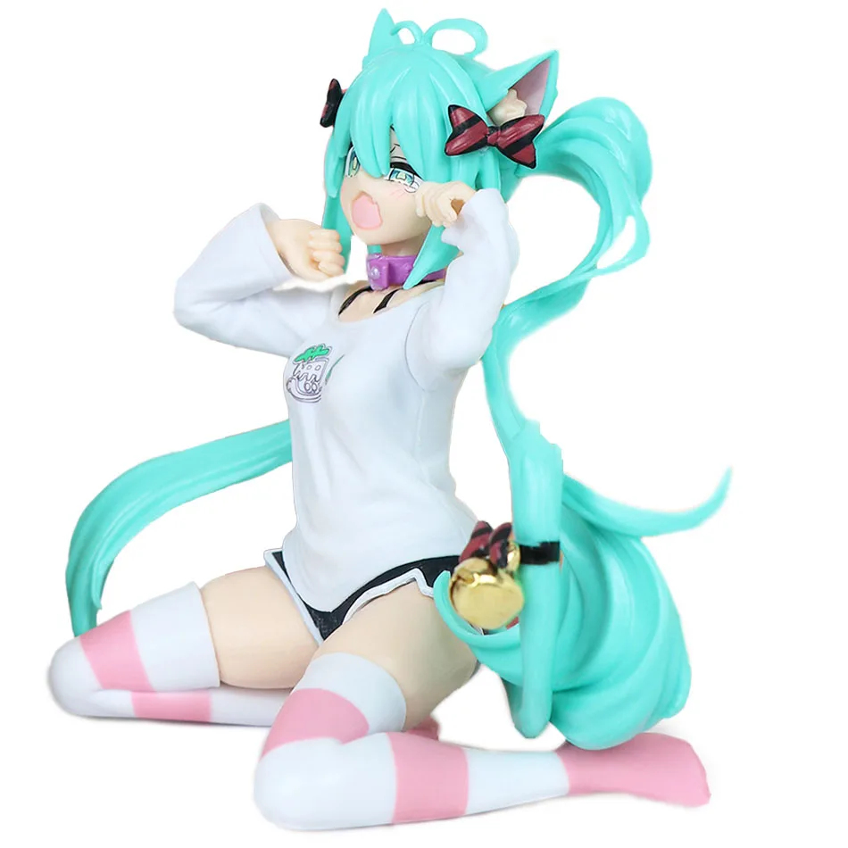 Color: black - 12cm Desktop Cute Hatsune Miku Kwaii Style Anime Figure Toys PVC Model Collector Doll Birthday Gift
