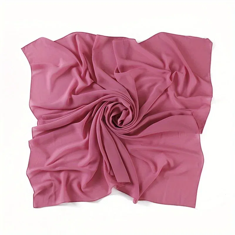 Color: Gold, Size: One Size - A Pure Color Silk Scarves Imitation Silk Stripes Fashion Shawl Sunscreen Scarves Chiffon Scarf 110 * 110 CM