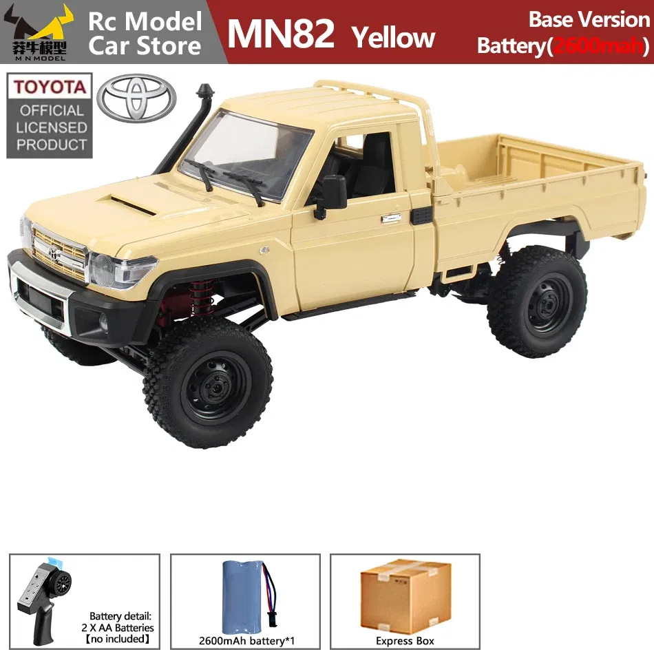 Color: light yellow - MN MODEL 1/12 4X4 Remote Control Diving Off-road Car Retro LC79 Truck Climbing All Terrain Vehicle Rock Crawler Toy for Adult