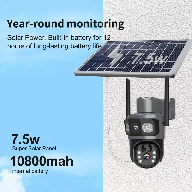 Color: Gold - DIDSeth 4G PTZ IP Solar Camera 4G SIM Card CCTV Wireless WIFI Solar Outdoor Waterproof 360 IP Camera Pan Tilt Eseecould APP