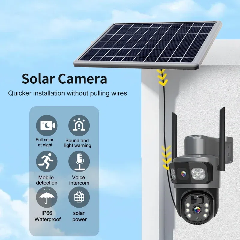 Color: Gold - DIDSeth 4G PTZ IP Solar Camera 4G SIM Card CCTV Wireless WIFI Solar Outdoor Waterproof 360 IP Camera Pan Tilt Eseecould APP