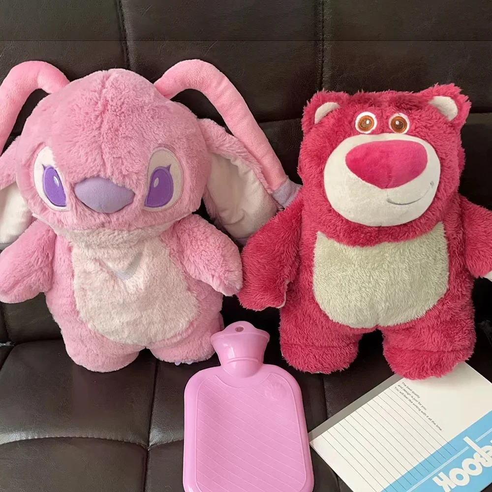 Color: Orange - Disney Stitch Angel Lotso Plush Hand Warm Bottle Hot Water Bottles Portable Warm Hand Bag Hand Warmer Holiday Gift For Girlfrien