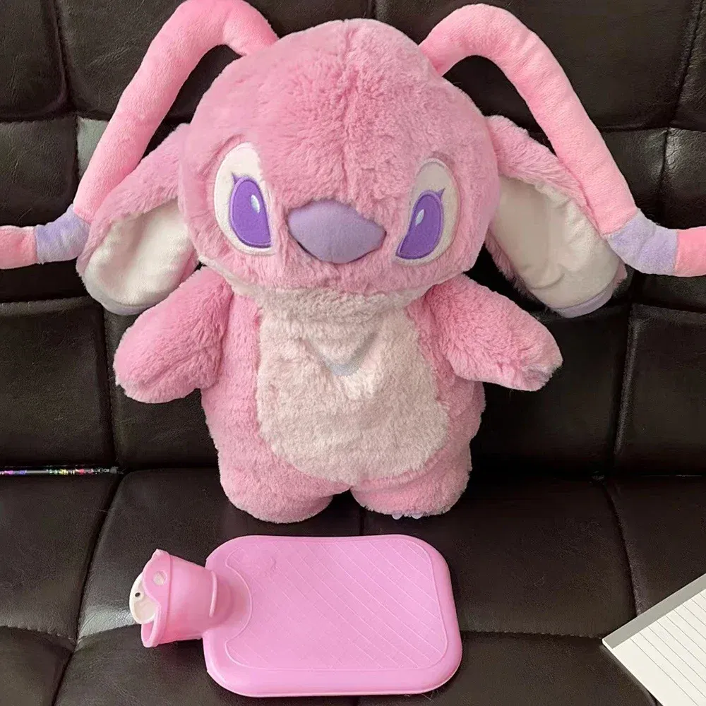 Color: Orange - Disney Stitch Angel Lotso Plush Hand Warm Bottle Hot Water Bottles Portable Warm Hand Bag Hand Warmer Holiday Gift For Girlfrien