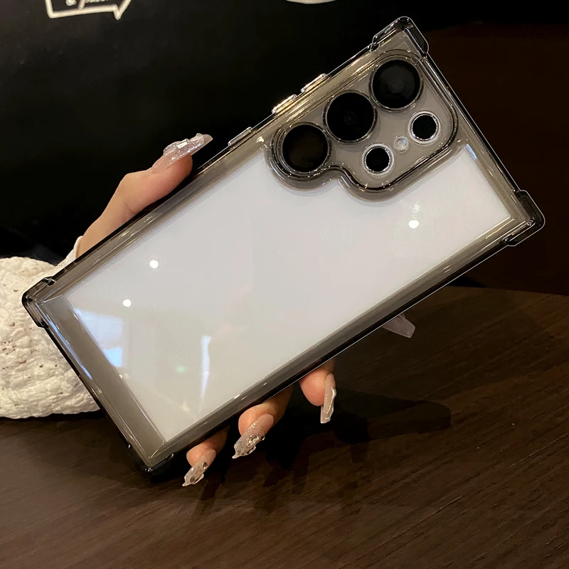 Color: black, Material: EVA - Luxury Shockproof Clear Acrylic Case For Samsung Galaxy S24 S23 FE S22 Plus S24 Ultra A34 A54 A15 A25 A35 A55 A53 5G Hard Cover