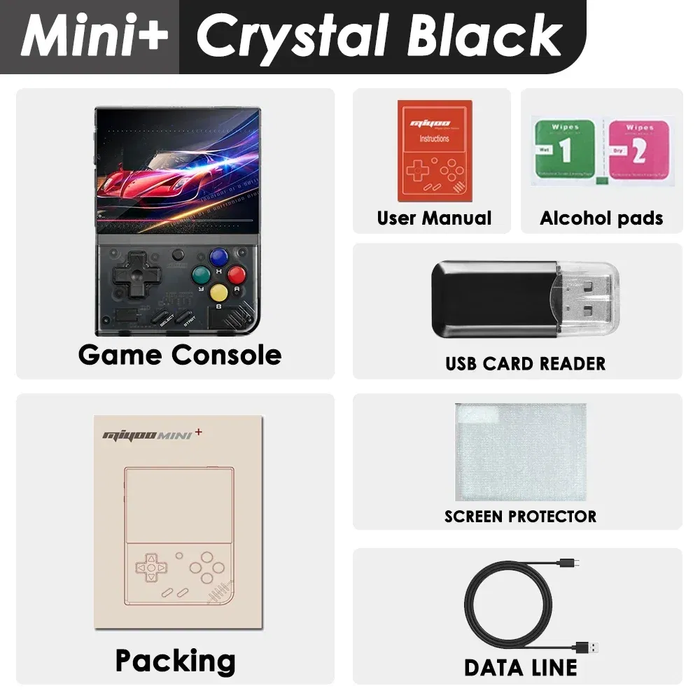 Color: Rose Gold, Bundle: Bundle 3 - MIYOO Mini Plus Portable Retro Handheld Game Console V2 Mini+ IPS Screen Classic Video Game Console Linux System Children's Gift
